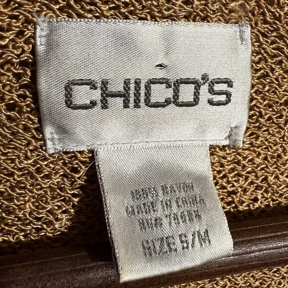 Chico's brown assymetrical hem waterfall open front rayon cardigan S/M - Picture 3 of 3